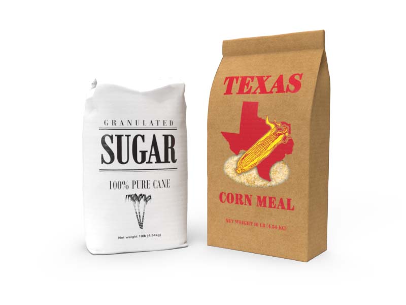 Sugar and Cornmeal Multiwall Paper Bags
